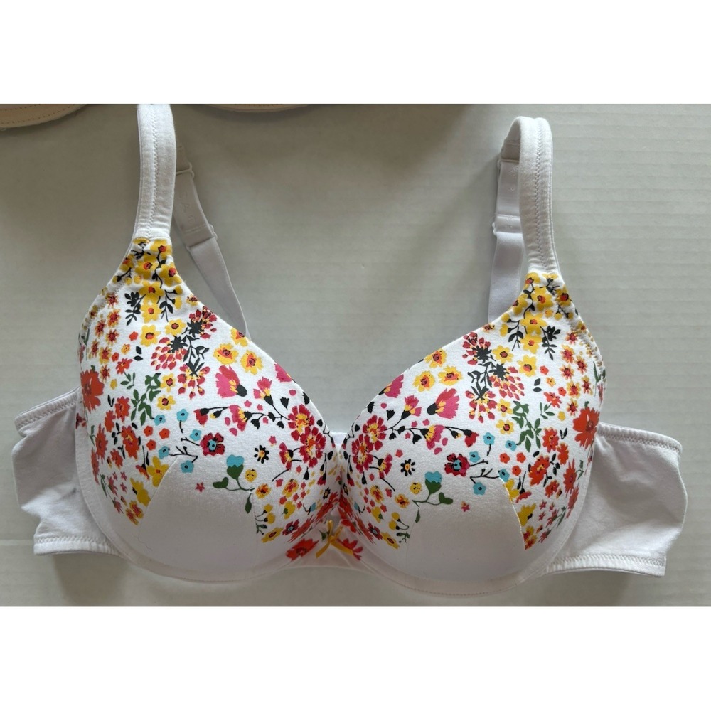 Lot of 3 Cacique Lane Bryant T-Shirt Bras 42C Nude White Floral Underwire - Picture 2 of 16